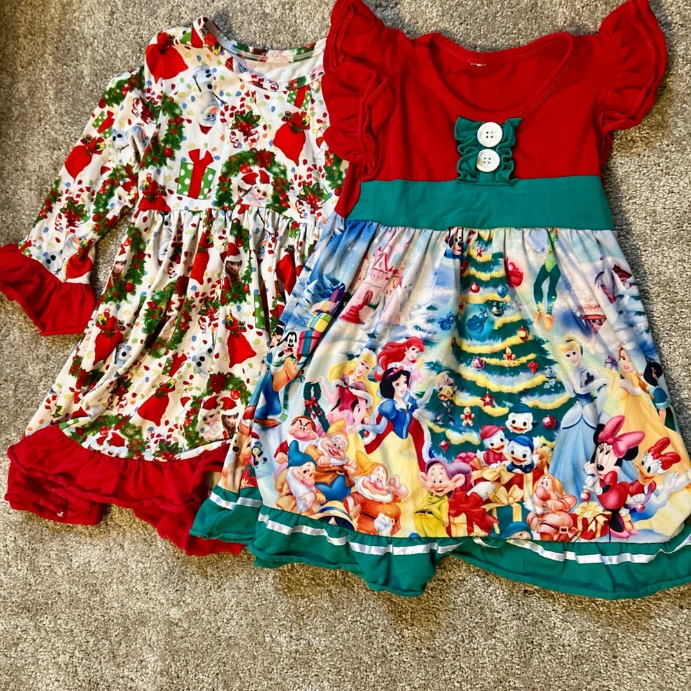 Festive Holiday Dress Bundle featuring Disney princesses size 3-4
